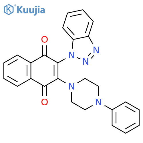 2-(1H-1,2,3-benzotriazol-1-yl)-3-(4-phenylpiperazin-1-yl)-1,4-dihydronaphthalene-1,4-dione structure