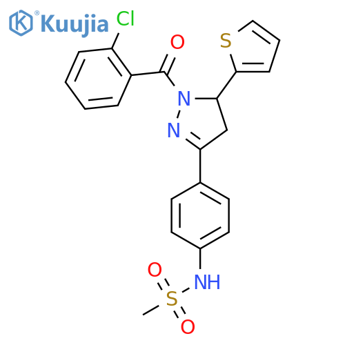 N-{4-1-(2-chlorobenzoyl)-5-(thiophen-2-yl)-4,5-dihydro-1H-pyrazol-3-ylphenyl}methanesulfonamide structure