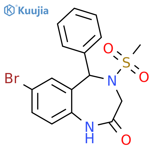 7-bromo-4-methanesulfonyl-5-phenyl-2,3,4,5-tetrahydro-1H-1,4-benzodiazepin-2-one structure