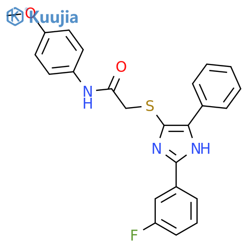 2-{2-(3-fluorophenyl)-5-phenyl-1H-imidazol-4-ylsulfanyl}-N-(4-methoxyphenyl)acetamide structure