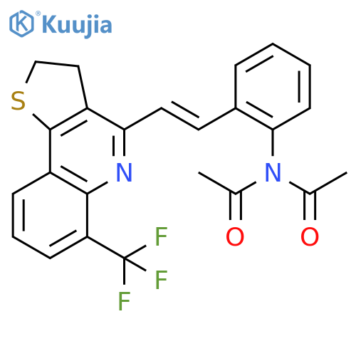 N-Acetyl-N-{2-[(E)-2-[6-(trifluoromethyl)-2H,3H-thieno[3,2-c]quinolin-4-yl]ethenyl]phenyl}acetamide structure