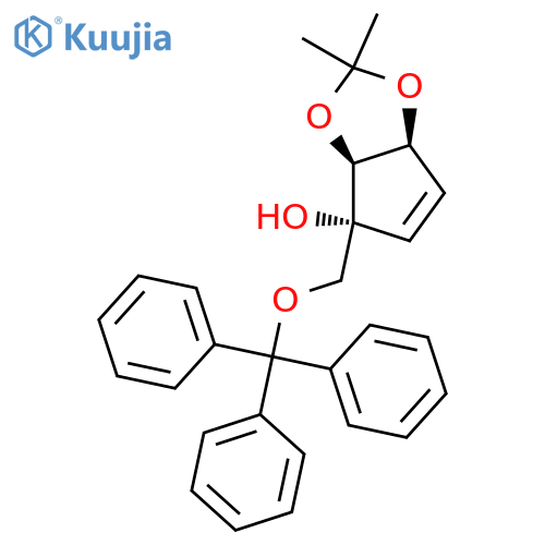 (3Ar,4R,6aS)-2,2-dimethyl-4-(trityloxymethyl)-3a,6a-dihydrocyclopenta[d][1,3]dioxol-4-ol structure