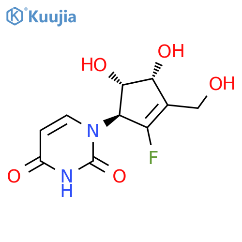 2,4(1H,3H)-Pyrimidinedione, 1-[(1S,4R,5S)-2-fluoro-4,5-dihydroxy-3-(hydroxymethyl)-2-cyclopenten-1-yl]- structure