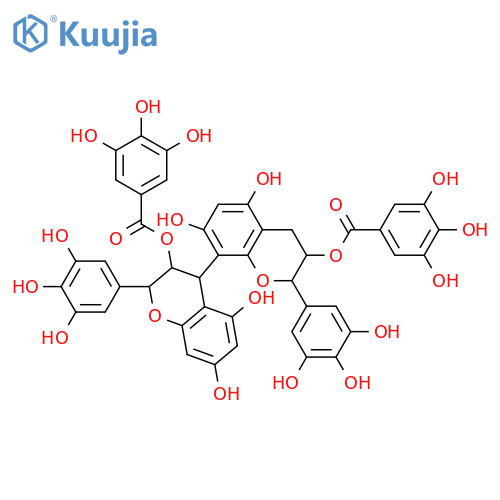 Benzoic acid, 3,4,5-trihydroxy-, 1,1'-[(2R,2'R,3R,3'R,4R)-3,3',4,4'-tetrahydro-5,5',7,7'-tetrahydroxy-2,2'-bis(3,4,5-trihydroxyphenyl)[4,8'-bi-2H-1-benzopyran]-3,3'-diyl] ester structure
