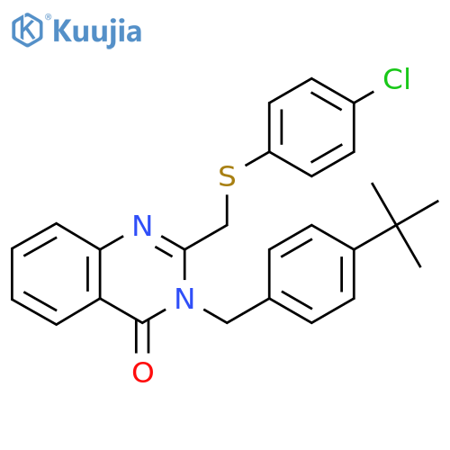 3-[(4-tert-Butylphenyl)methyl]-2-{[(4-chlorophenyl)sulfanyl]methyl}-3,4-dihydroquinazolin-4-one structure