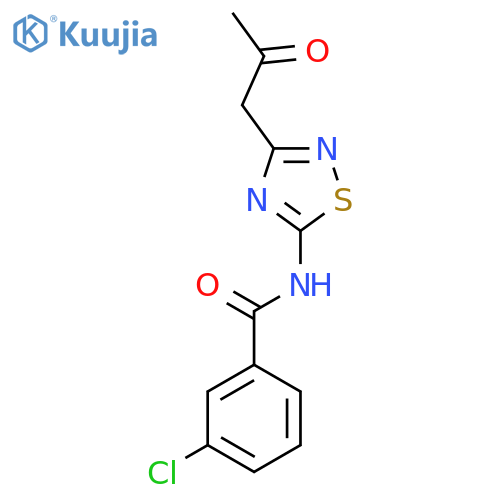 3-chloro-N-[3-(2-oxopropyl)-1,2,4-thiadiazol-5-yl]benzamide structure