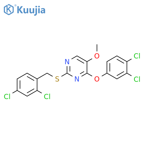4-(3,4-Dichlorophenoxy)-2-{[(2,4-dichlorophenyl)methyl]sulfanyl}-5-methoxypyrimidine structure