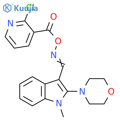 (E)-{[1-methyl-2-(morpholin-4-yl)-1H-indol-3-yl]methylidene}amino 2-chloropyridine-3-carboxylate structure