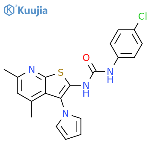 N-(4-Chlorophenyl)-N'-4,6-dimethyl-3-(1H-pyrrol-1-yl)thieno2,3-bpyridin-2-ylurea structure