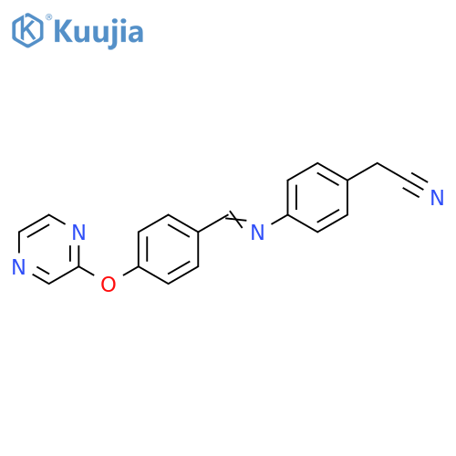2-4-({(E)-4-(2-Pyrazinyloxy)phenylmethylidene}amino)phenylacetonitrile structure