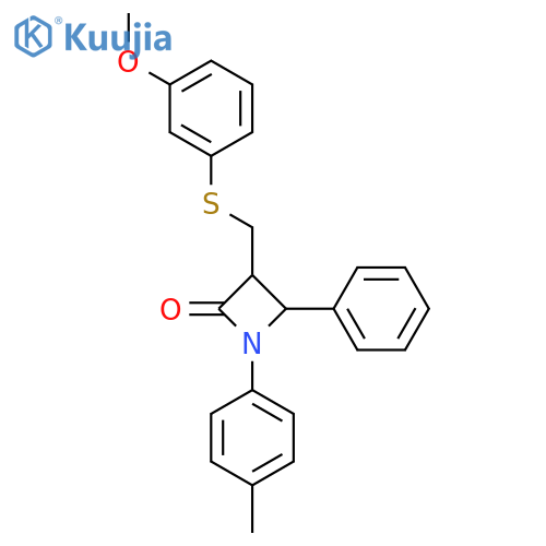 3-{[(3-methoxyphenyl)sulfanyl]methyl}-1-(4-methylphenyl)-4-phenylazetidin-2-one structure