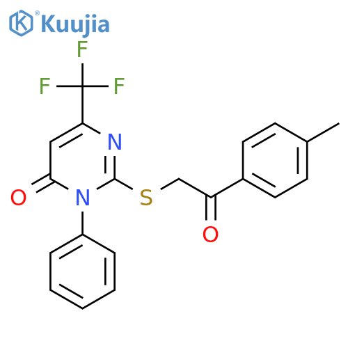 2-{[2-(4-methylphenyl)-2-oxoethyl]sulfanyl}-3-phenyl-6-(trifluoromethyl)-4(3H)-pyrimidinone structure