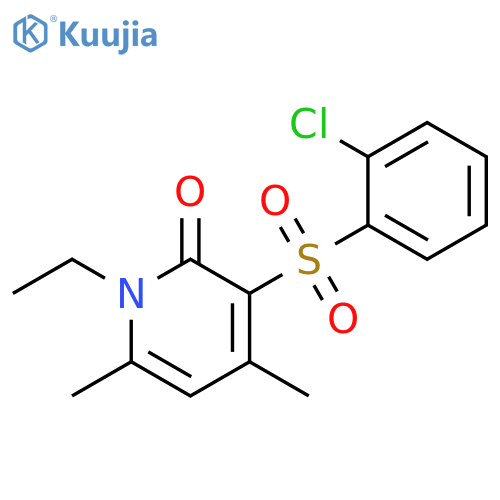 3-(2-chlorobenzenesulfonyl)-1-ethyl-4,6-dimethyl-1,2-dihydropyridin-2-one structure