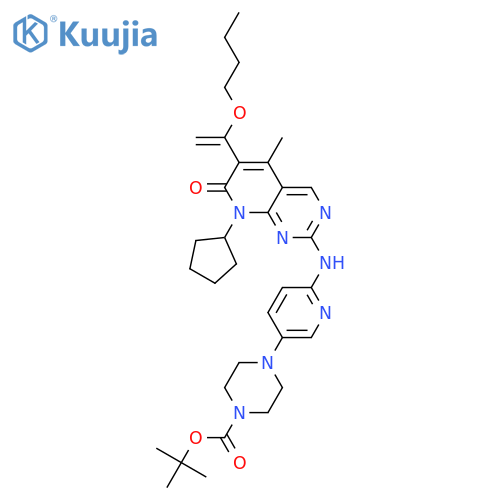 tert-Butyl 4-6-6-(1-Butoxyethenyl)-8-cyclopentyl-5-methyl-7-oxo-7,8-dihydro-pyrido2,3-dpyrimidin-2-ylamino-pyridin-3-yl-piperazine-1-carboxylate structure
