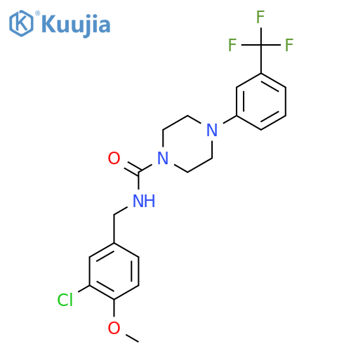 N-[(3-Chloro-4-methoxyphenyl)methyl]-4-[3-(trifluoromethyl)phenyl]piperazine-1-carboxamide structure
