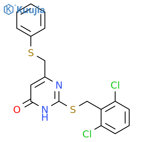 2-[(2,6-Dichlorobenzyl)sulfanyl]-6-[(phenylsulfanyl)methyl]-4-pyrimidinol structure