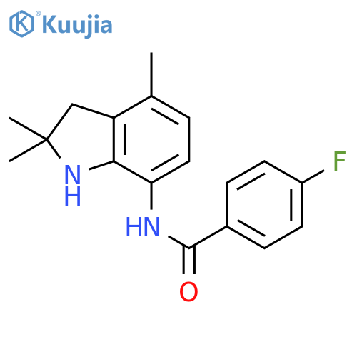 4-fluoro-N-(2,2,4-trimethyl-2,3-dihydro-1H-indol-7-yl)benzamide structure