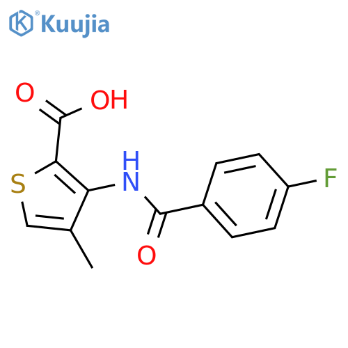 3-(4-fluorobenzamido)-4-methylthiophene-2-carboxylic acid structure