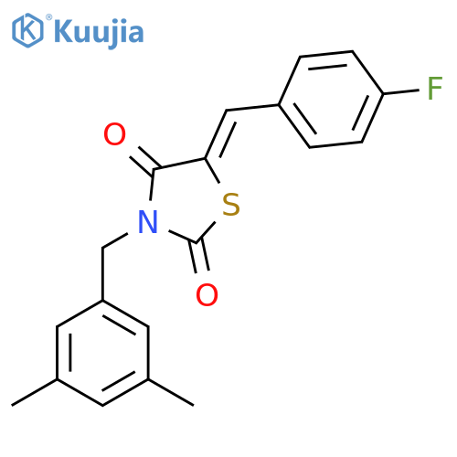 (5Z)-3-[(3,5-dimethylphenyl)methyl]-5-[(4-fluorophenyl)methylidene]-1,3-thiazolidine-2,4-dione structure