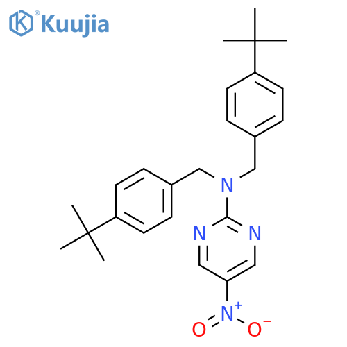 N,N-Bis[(4-tert-butylphenyl)methyl]-5-nitropyrimidin-2-amine structure