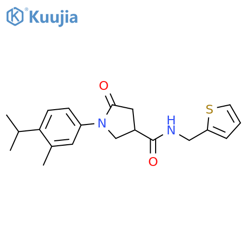 1-[3-methyl-4-(propan-2-yl)phenyl]-5-oxo-N-[(thiophen-2-yl)methyl]pyrrolidine-3-carboxamide structure