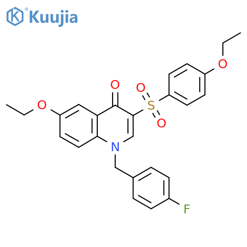6-ethoxy-3-(4-ethoxybenzenesulfonyl)-1-(4-fluorophenyl)methyl-1,4-dihydroquinolin-4-one structure