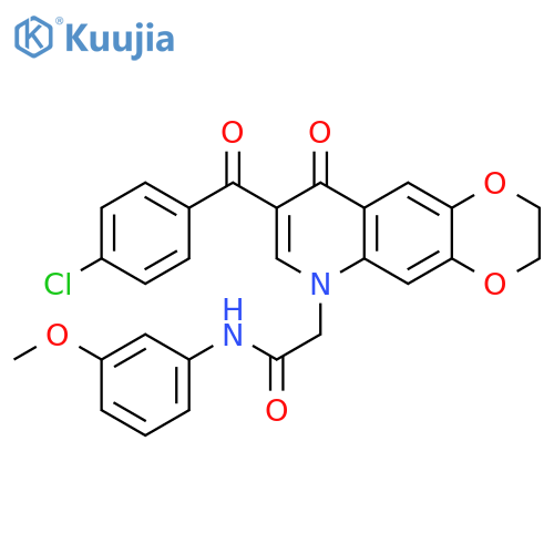 2-8-(4-chlorobenzoyl)-9-oxo-2H,3H,6H,9H-1,4dioxino2,3-gquinolin-6-yl-N-(3-methoxyphenyl)acetamide structure