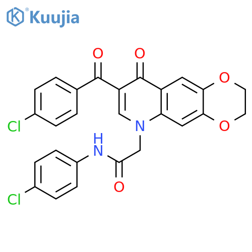 2-8-(4-chlorobenzoyl)-9-oxo-2H,3H,6H,9H-1,4dioxino2,3-gquinolin-6-yl-N-(4-chlorophenyl)acetamide structure