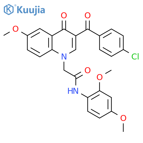 2-3-(4-chlorobenzoyl)-6-methoxy-4-oxo-1,4-dihydroquinolin-1-yl-N-(2,4-dimethoxyphenyl)acetamide structure