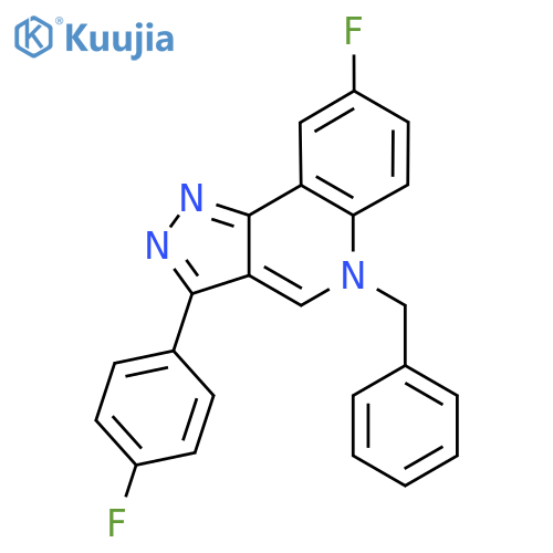 5-benzyl-8-fluoro-3-(4-fluorophenyl)-5H-pyrazolo4,3-cquinoline structure