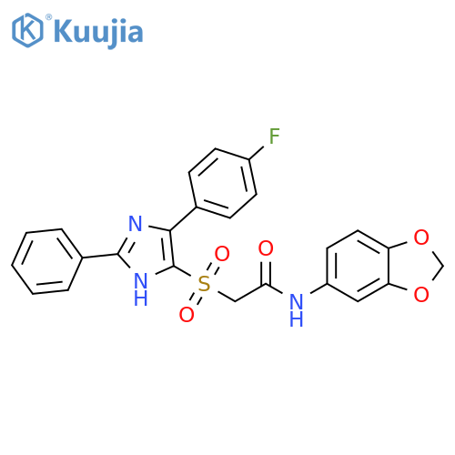 N-(2H-1,3-benzodioxol-5-yl)-2-{5-(4-fluorophenyl)-2-phenyl-1H-imidazol-4-ylsulfonyl}acetamide structure