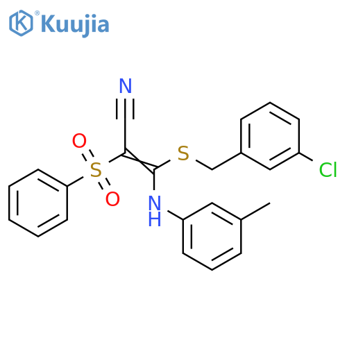 (2E)-2-(benzenesulfonyl)-3-{(3-chlorophenyl)methylsulfanyl}-3-(3-methylphenyl)aminoprop-2-enenitrile structure