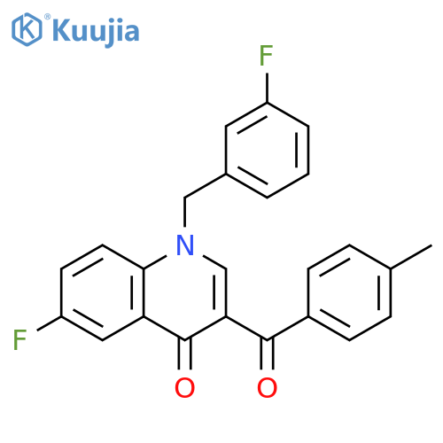 6-fluoro-1-(3-fluorophenyl)methyl-3-(4-methylbenzoyl)-1,4-dihydroquinolin-4-one structure