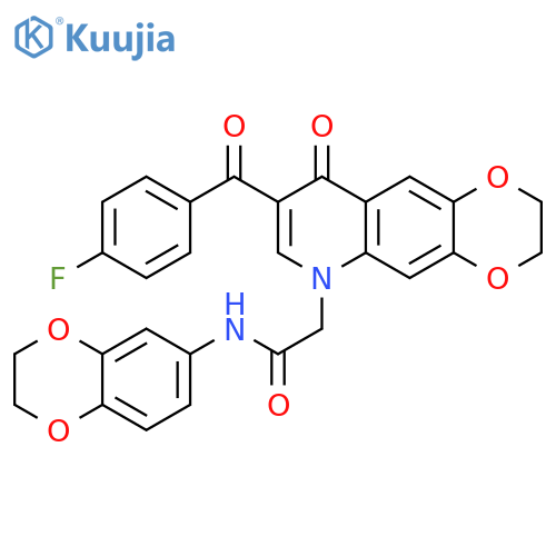 N-(2,3-dihydro-1,4-benzodioxin-6-yl)-2-8-(4-fluorobenzoyl)-9-oxo-2H,3H,6H,9H-1,4dioxino2,3-gquinolin-6-ylacetamide structure