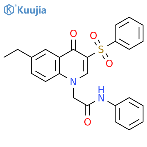 2-3-(benzenesulfonyl)-6-ethyl-4-oxo-1,4-dihydroquinolin-1-yl-N-phenylacetamide structure