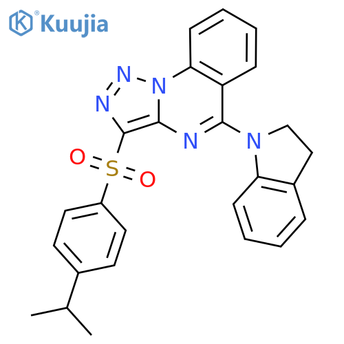 1-{3-4-(propan-2-yl)benzenesulfonyl-1,2,3triazolo1,5-aquinazolin-5-yl}-2,3-dihydro-1H-indole structure