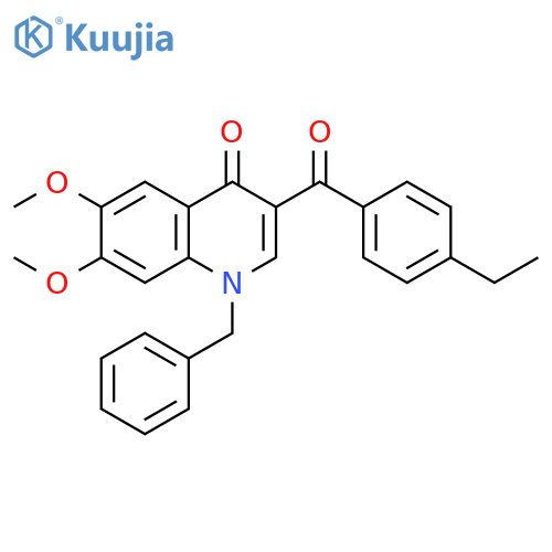 1-benzyl-3-(4-ethylbenzoyl)-6,7-dimethoxy-1,4-dihydroquinolin-4-one structure