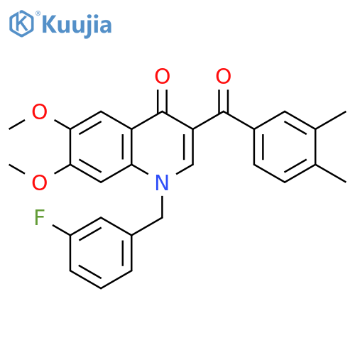 3-(3,4-dimethylbenzoyl)-1-(3-fluorophenyl)methyl-6,7-dimethoxy-1,4-dihydroquinolin-4-one structure