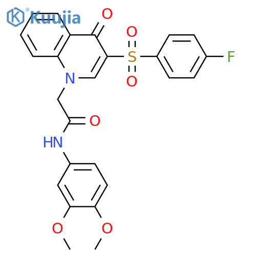 N-(3,4-dimethoxyphenyl)-2-3-(4-fluorobenzenesulfonyl)-4-oxo-1,4-dihydroquinolin-1-ylacetamide structure