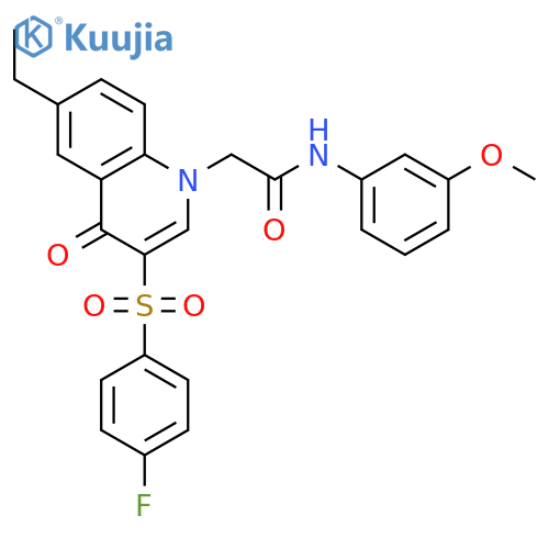 2-6-ethyl-3-(4-fluorobenzenesulfonyl)-4-oxo-1,4-dihydroquinolin-1-yl-N-(3-methoxyphenyl)acetamide structure