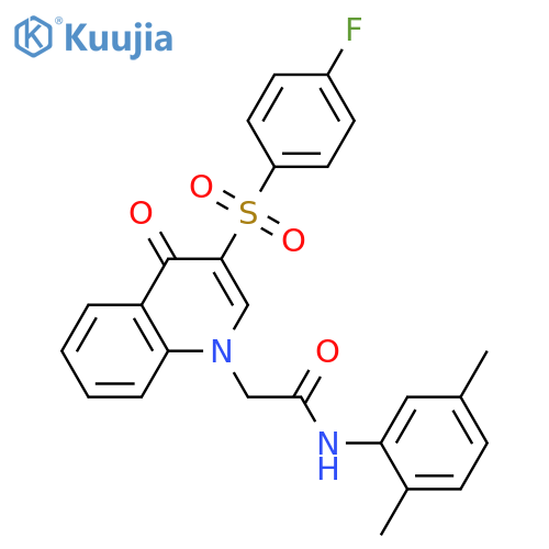 N-(2,5-dimethylphenyl)-2-3-(4-fluorobenzenesulfonyl)-4-oxo-1,4-dihydroquinolin-1-ylacetamide structure