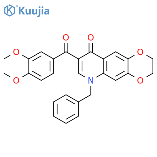 6-benzyl-8-(3,4-dimethoxybenzoyl)-2H,3H,6H,9H-1,4dioxino2,3-gquinolin-9-one structure
