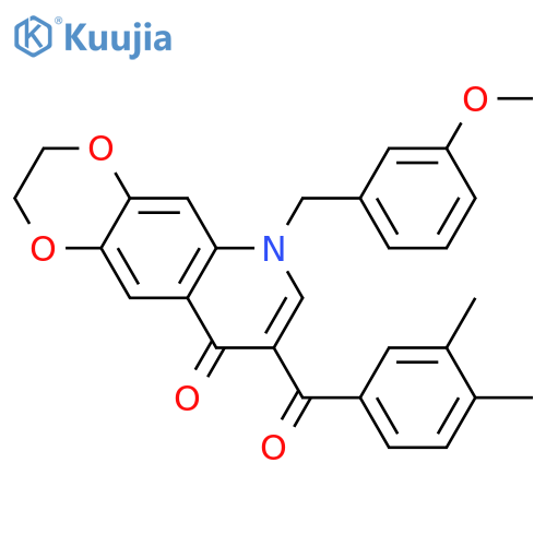 8-(3,4-dimethylbenzoyl)-6-(3-methoxyphenyl)methyl-2H,3H,6H,9H-1,4dioxino2,3-gquinolin-9-one structure