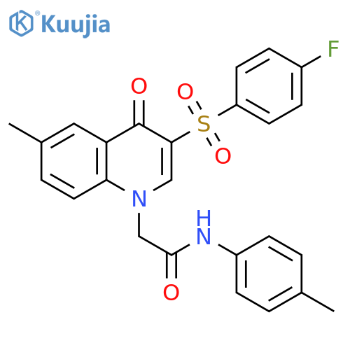 2-3-(4-fluorobenzenesulfonyl)-6-methyl-4-oxo-1,4-dihydroquinolin-1-yl-N-(4-methylphenyl)acetamide structure