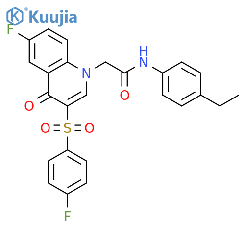 N-(4-ethylphenyl)-2-6-fluoro-3-(4-fluorobenzenesulfonyl)-4-oxo-1,4-dihydroquinolin-1-ylacetamide structure