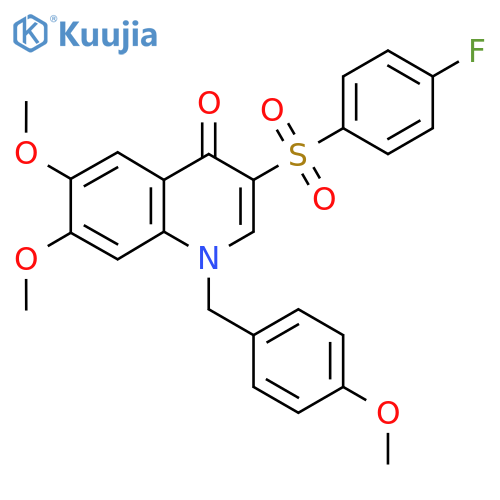 3-(4-fluorobenzenesulfonyl)-6,7-dimethoxy-1-(4-methoxyphenyl)methyl-1,4-dihydroquinolin-4-one structure