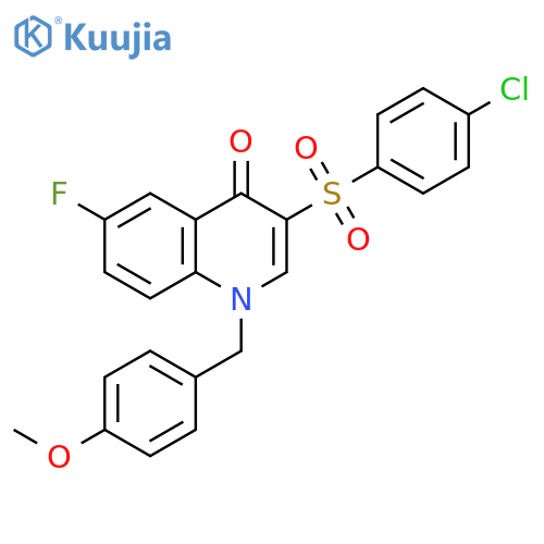 3-(4-chlorobenzenesulfonyl)-6-fluoro-1-(4-methoxyphenyl)methyl-1,4-dihydroquinolin-4-one structure