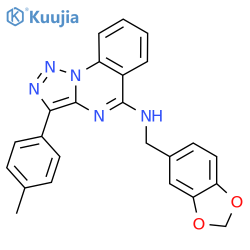 N-(2H-1,3-benzodioxol-5-yl)methyl-3-(4-methylphenyl)-1,2,3triazolo1,5-aquinazolin-5-amine structure