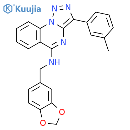 N-(2H-1,3-benzodioxol-5-yl)methyl-3-(3-methylphenyl)-1,2,3triazolo1,5-aquinazolin-5-amine structure
