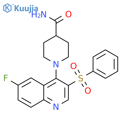 1-3-(benzenesulfonyl)-6-fluoroquinolin-4-ylpiperidine-4-carboxamide structure